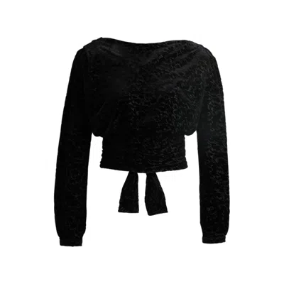 HUGO BOSS WRAP TOP IN DEVORÉ BURNOUT JERSEY