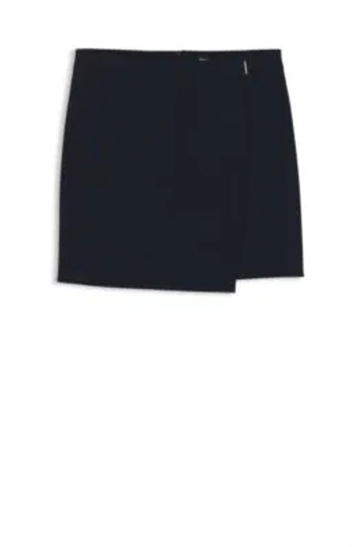 Hugo Boss Wrap-front Mini Skirt In Crepe In Black
