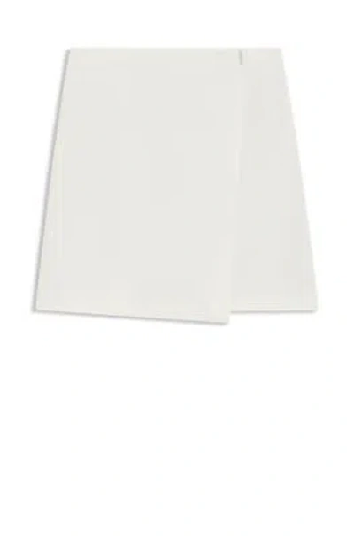 Hugo Boss Wrap-front Mini Skirt In Crepe In White