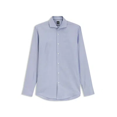 Hugo Boss Wrinkle-resistant Slim-fit Shirt In A Cotton Blend In Blue