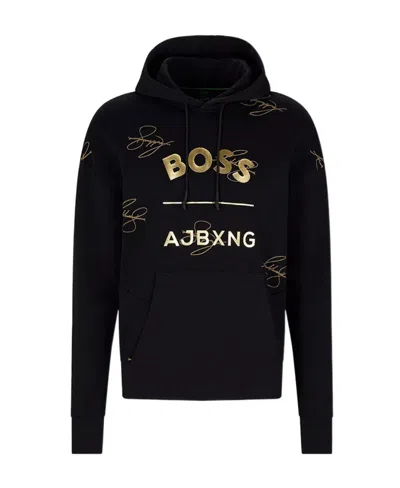 Hugo Boss X Ajbxng Logo-print Hoodie In Black