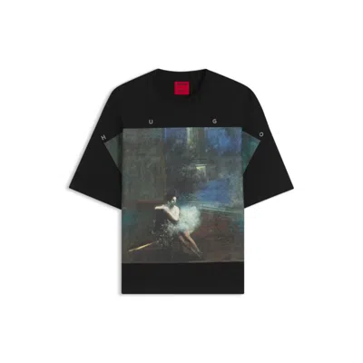 Hugo Boss X Apoh Oversize-fit Cotton T-shirt With Ballerina Artwork In Black