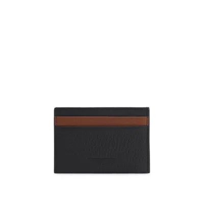 Hugo Boss X Aston Martin Card Holder In Two-tone Leather In Black