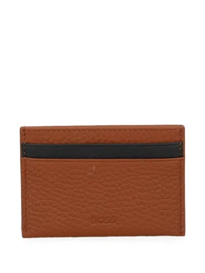 Hugo Boss X Aston Martin Card Holder In Two-tone Leather In Brown