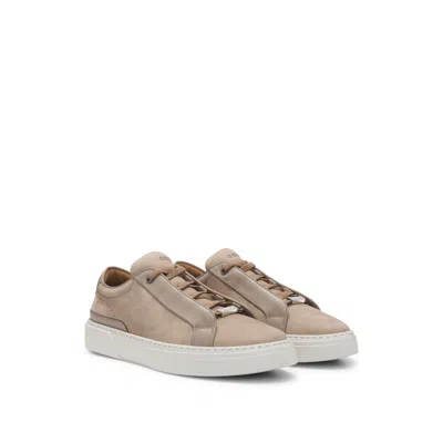 Hugo Boss X Aston Martin Grained-leather Trainers With Hidden Laces In Green