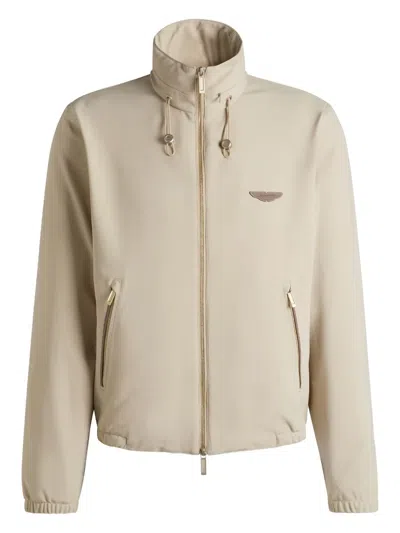 Hugo Boss X Aston Martin Logo-appliqué Bomber Jacket In Neutrals