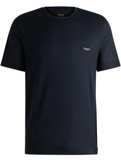 Hugo Boss X Aston Martin Logo Appliqué T-shirt In Blue