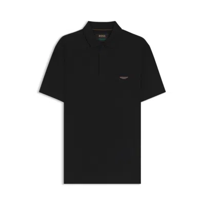 Hugo Boss X Aston Martin Polo Shirt In Cotton And Silk In Black