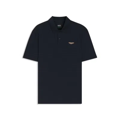 Hugo Boss X Aston Martin Polo Shirt In Cotton Jacquard In Blue