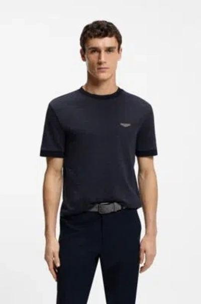 Hugo Boss X Aston Martin T-shirt In Wool-cotton Jacquard In Black