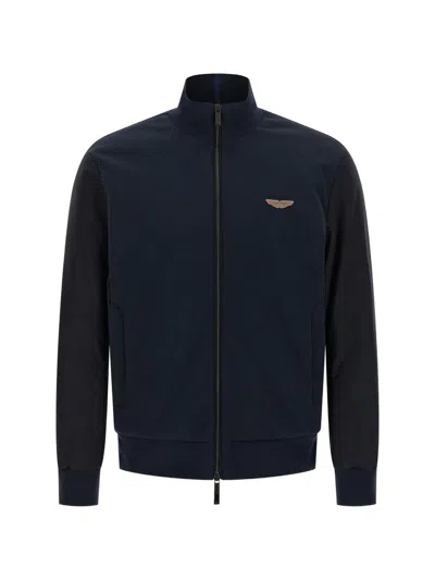 Hugo Boss X Aston Martin Zipped Bomber Jacket In Blue