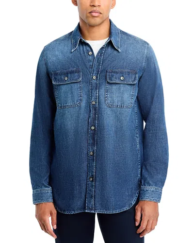 Hugo Boss X Beckham Denim Regular Fit Button Down Shirt In Blue