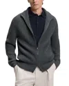 Hugo Boss X Beckham Hilustre Ribbed Zip Front Sweater In Gray
