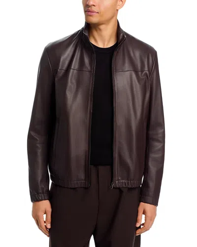 Hugo Boss X Beckham Molta Leather Jacket In Brown