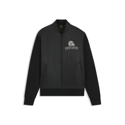 Hugo Boss X Dallas Cowboys Bomber Jacket With Helmet Graphic In Black