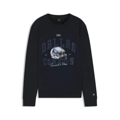 Hugo Boss X Dallas Cowboys Sweatshirt With Helmet Graphic In Blue
