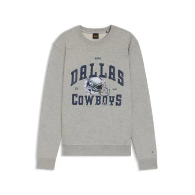Hugo Boss X Dallas Cowboys Sweatshirt With Helmet Graphic In Silver