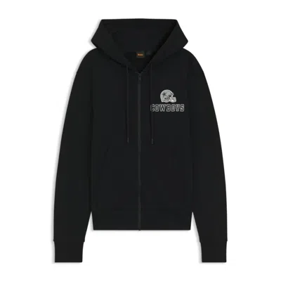 Hugo Boss X Dallas Cowboys Zip-up Hoodie With Alternative Logo In Black