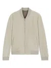 Hugo Boss X David Beckham Leather Bomber Jacket In Neutral