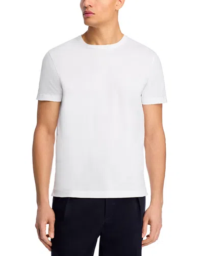 Hugo Boss Boss Mens White Crewneck Embroidered Branding Cotton-jersey T-shirt