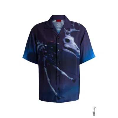 Hugo Boss X Disney's The Nightmare Before Christmas Loose-fit Printed Shirt In Blue