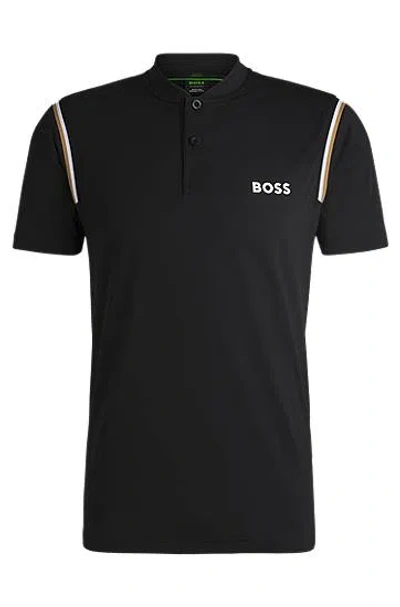 Hugo Boss X Matteo Berrettini Active Polo Shirt With Moisture Control In Black