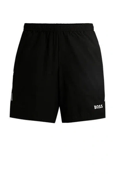 Hugo Boss X Matteo Berrettini Active Tennis Shorts With Four-way Stretch In Black