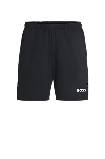 Hugo Boss X Matteo Berrettini Active Tennis Shorts With Four-way Stretch In Black