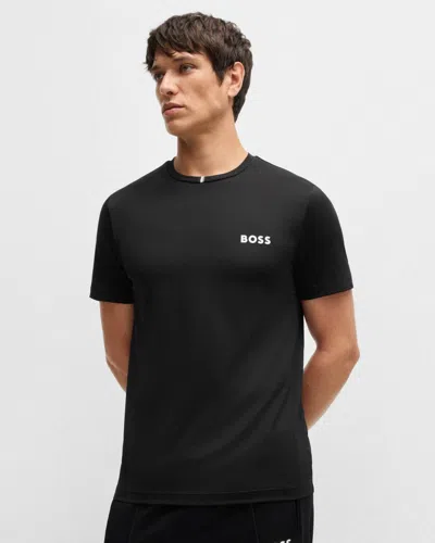 Hugo Boss X Matteo Berrettini Mens Active T-shirt In Moisture-wicking Piqué In Black
