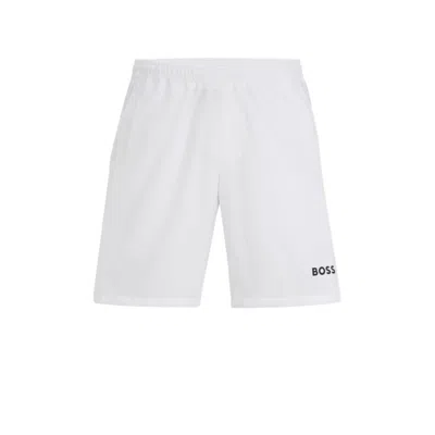 Hugo Boss Quick-drying Regular-fit Shorts With Logo Print In White