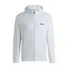 Hugo Boss Regular-fit Zip-up Hoodie With Signature-stripe Artwork In White