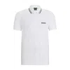 Hugo Boss Boss X Matteo Berrettini Slim-fit Polo Shirt In Engineered Jacquard Jersey In White