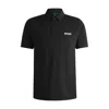Hugo Boss Boss X Matteo Berrettini Slim-fit Polo Shirt With Uv Protection In Black