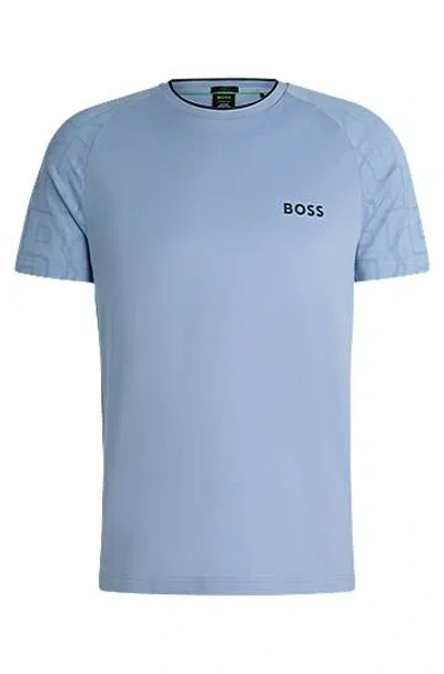 Hugo Boss X Matteo Berrettini Stretch-jersey T-shirt With Signature Details In Light Blue