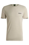 Hugo Boss X Matteo Berrettini Waffle-fabric T-shirt With Signature-stripe Artwork In Open Beige