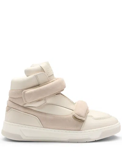 Hugo Boss Naomi X Boss High-top Trainers In Leather And Suede In Neutrals