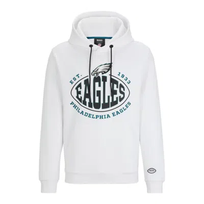 Hugo Boss Boss X Nfl Cotton-blend Hoodie With Collaborative Branding In Eagles