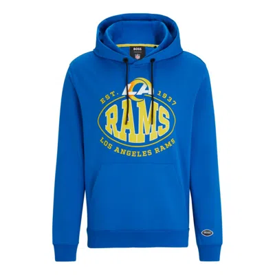 Hugo Boss Boss X Nfl Cotton-blend Hoodie With Collaborative Branding In Rams