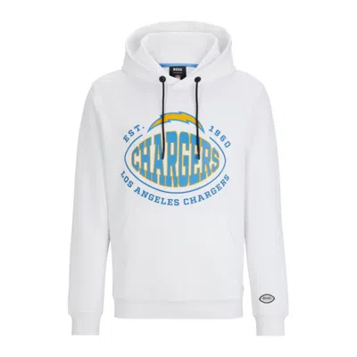 Hugo Boss Boss X Nfl Cotton-blend Hoodie With Collaborative Branding In Chargers