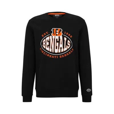 Hugo Boss Boss X Nfl Cotton-blend Sweatshirt With Collaborative Branding In Bengals