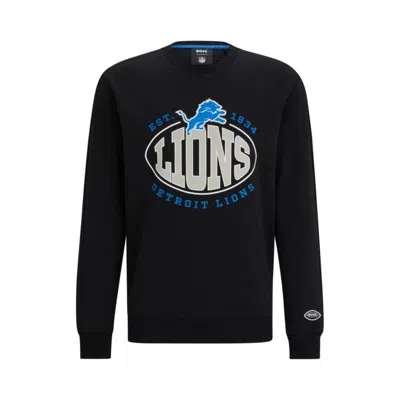 Hugo Boss Boss X Nfl Cotton-blend Sweatshirt With Collaborative Branding In Lions