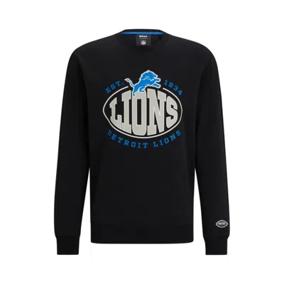 Hugo Boss Boss X Nfl Crewneck Sweatshirt In Detroit Lions Black