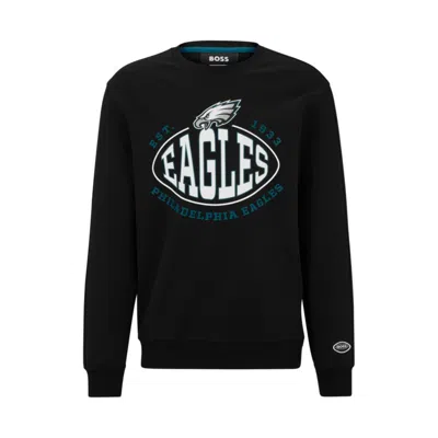 Hugo Boss Boss X Nfl Cotton-blend Sweatshirt With Collaborative Branding In Eagles