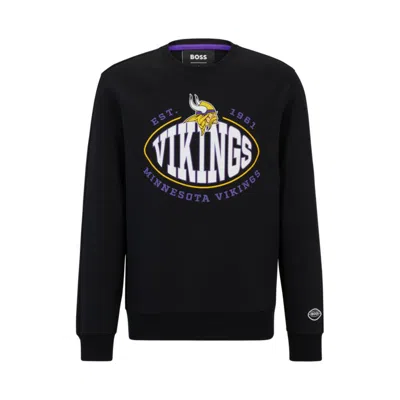 Hugo Boss Boss X Nfl Cotton-blend Sweatshirt With Collaborative Branding In Vikings