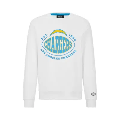 Hugo Boss Boss X Nfl Cotton-blend Sweatshirt With Collaborative Branding In Chargers