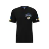 Hugo Boss Boss X Nfl Cotton-blend T-shirt With Collaborative Branding In Black