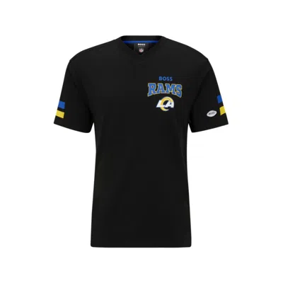 Hugo Boss Boss X Nfl Cotton-blend T-shirt With Collaborative Branding In Rams