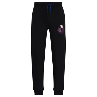 Hugo Boss X Nfl Cotton-blend Tracksuit Bottoms With Collaborative Branding In Black