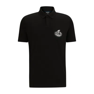 Hugo Boss Boss X Nfl Cotton-piqu Polo Shirt With Collaborative Branding In Eagles
