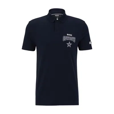 Hugo Boss Boss X Nfl Cotton-piqu Polo Shirt With Collaborative Branding In Cowboys